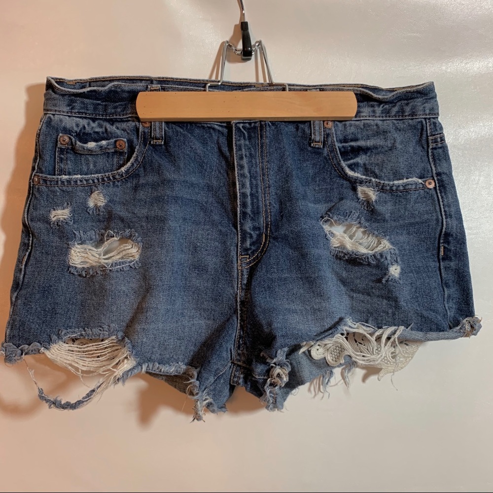 Aeropostale aero cheeky destroyed denim shorts 12